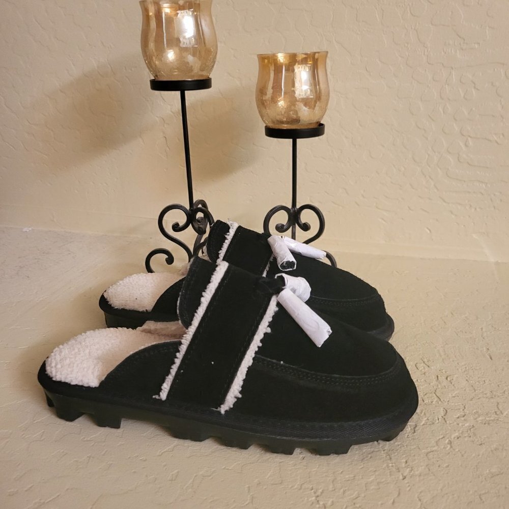Style & Co Women's Tassel Leather Faux Fur Slippers Size 7 Scuff Mules NIB - Picture 5 of 7